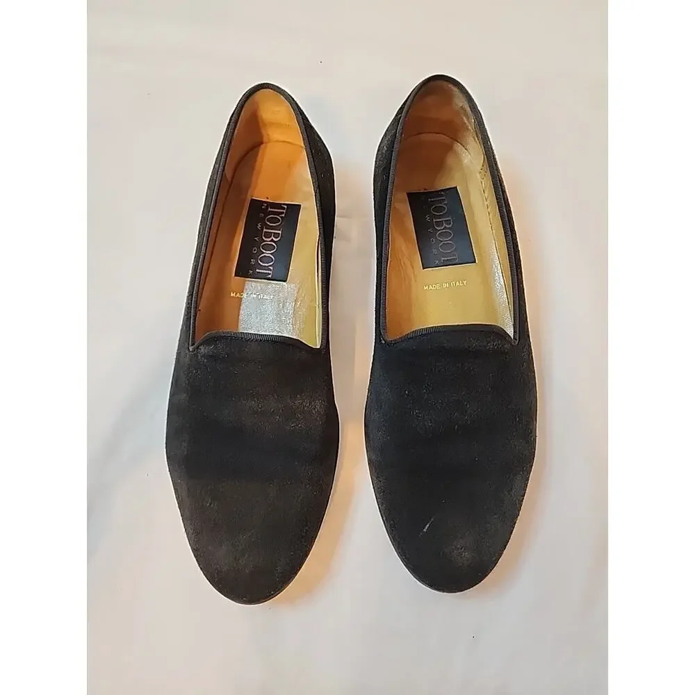 Vintage To Boot Mens Black Suede Slip On Loafers 9.5 V419